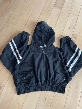 Love Tree Black Hooded Utility Jacket with Reflective Stripes